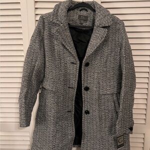 Gallery Black and White Pea Coat Classic Tailored Silhouette